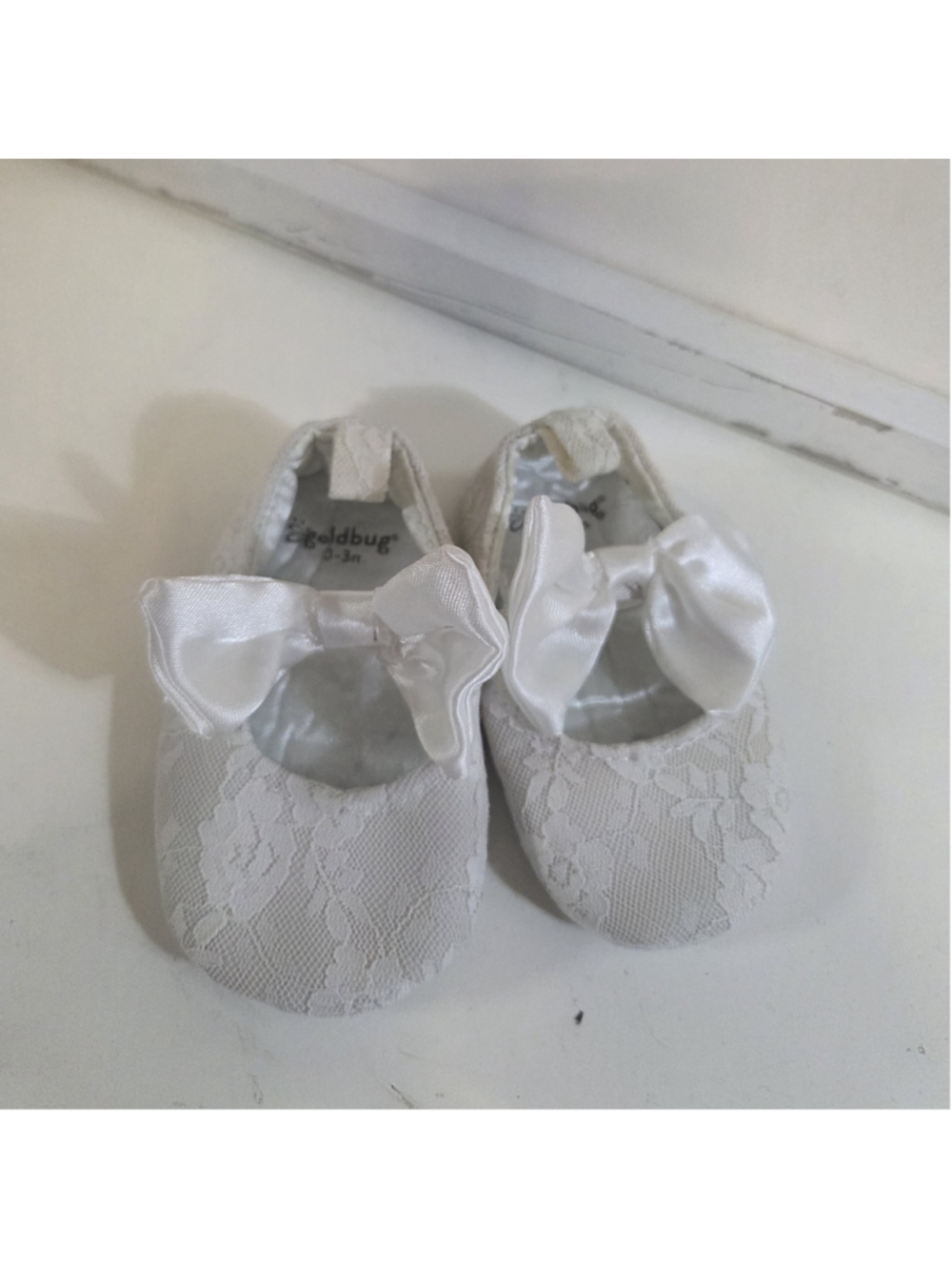 Baby Girl Goldbug Lace Bow Crib Shoes White 0-3m